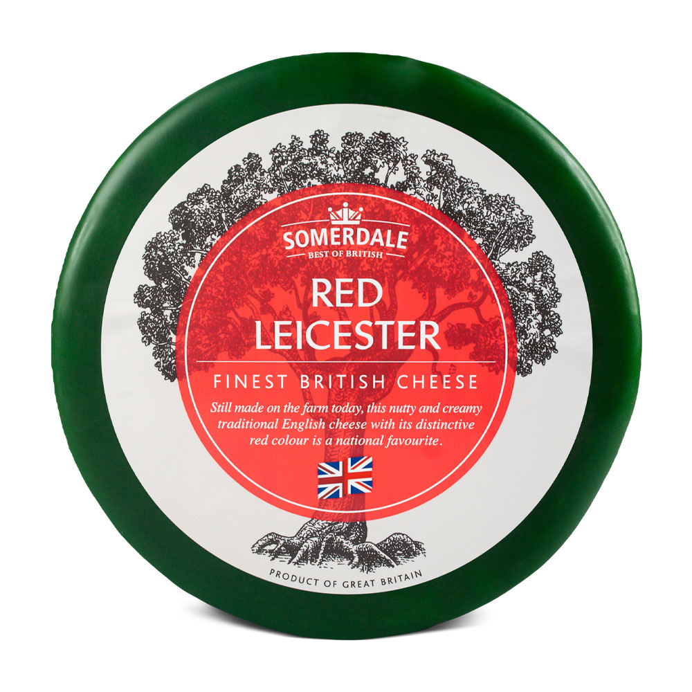 RED LEICESTER 1X1.5KG GREENWAX SOMERDALE UNITED KINGDOM Mayers Fine
